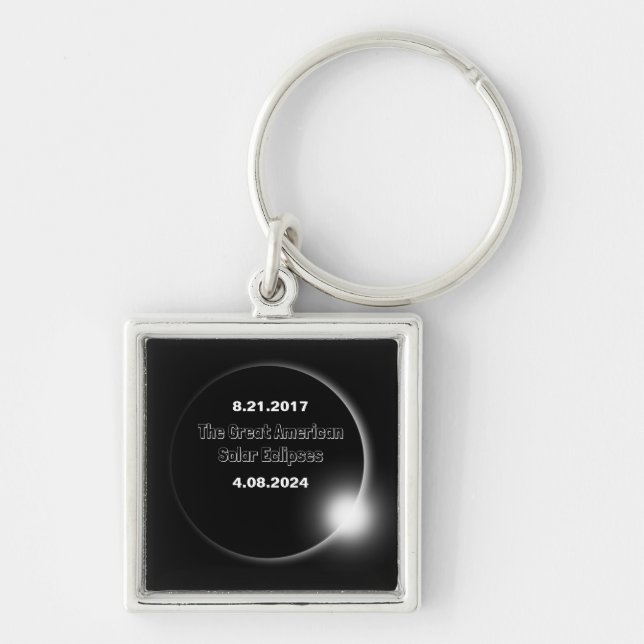 2024 & 2017 Double Dated Solar Eclipse Keychain (Front)