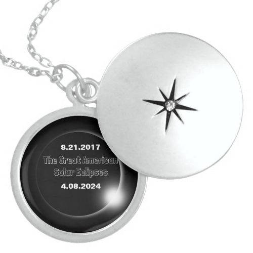 2024  2017 Double Dated Solar Eclipse Locket Necklace
