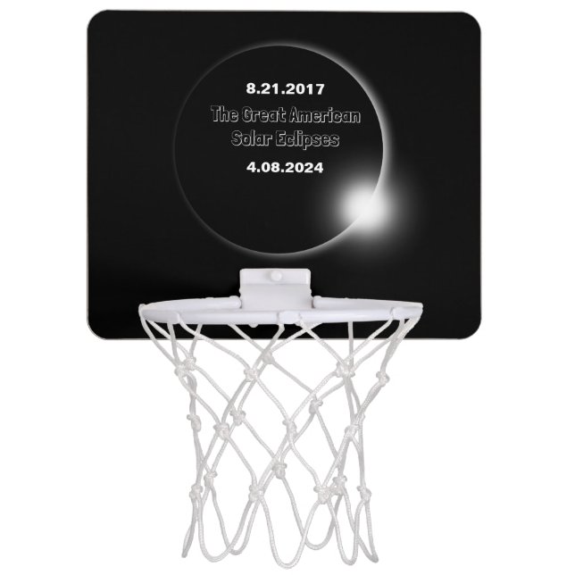 2024 & 2017 Double Dated Solar Eclipse Mini Basketball Hoop (Front)