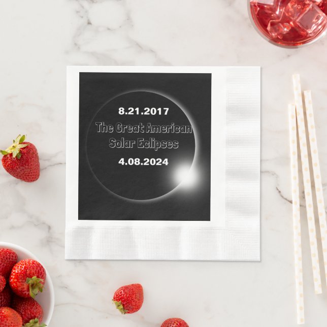 2024 & 2017 Double Dated Solar Eclipse Napkins (Insitu)