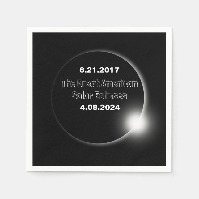 2024 & 2017 Double Dated Solar Eclipse Napkins (Front)