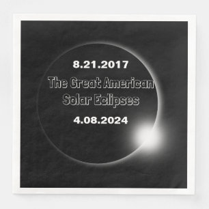 2024 & 2017 Double Dated Solar Eclipse Paper Dinner Napkins