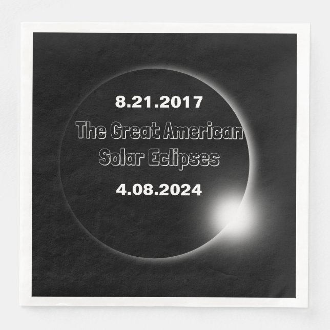 2024 & 2017 Double Dated Solar Eclipse Paper Dinner Napkins (Front)