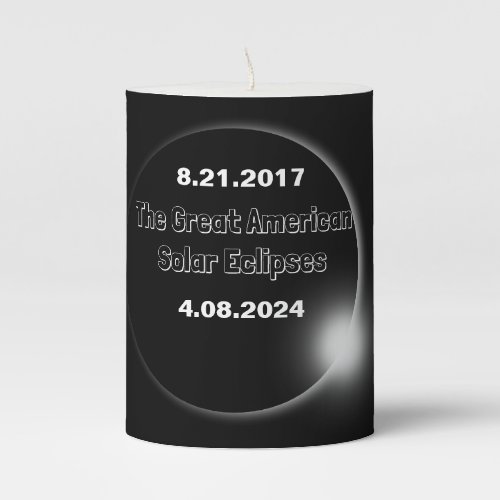 2024  2017 Double Dated Solar Eclipse Pillar Candle