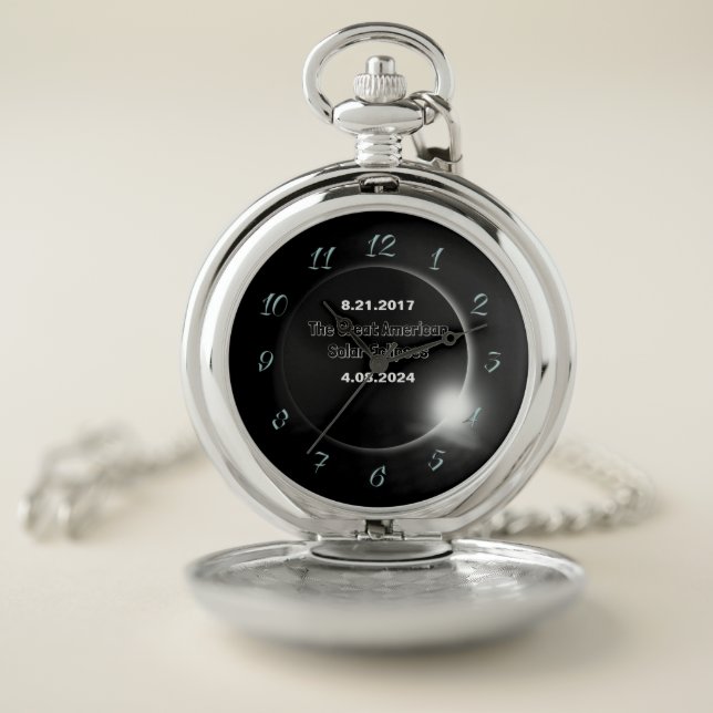 2024 & 2017 Double Dated Solar Eclipse Pocket Watch (Inside)