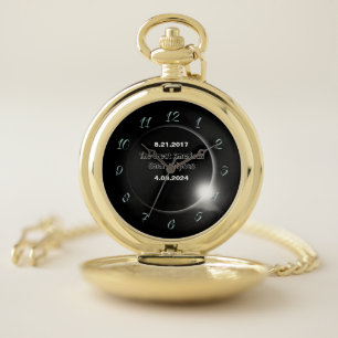 2024 & 2017 Double Dated Solar Eclipse Pocket Watch