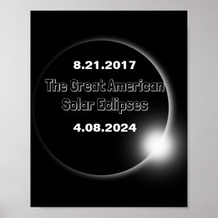 2024 & 2017 Double Dated Solar Eclipse Poster