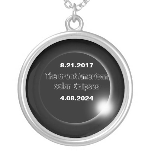 2024  2017 Double Dated Solar Eclipse Silver Plated Necklace