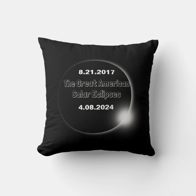 2024 & 2017 Double Dated Solar Eclipse Throw Pillow (Front)