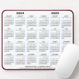 2024 - 2025 2 Year Calendar Minimalist Business Mouse Pad