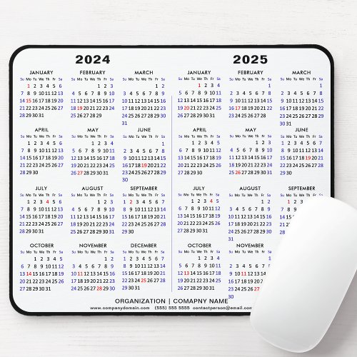 2024 _ 2025 2 Year Calendar Minimalist Business Mouse Pad