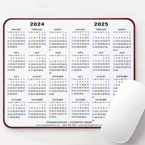 2024 _ 2025 2 Year Calendar Minimalist Business Mouse Pad