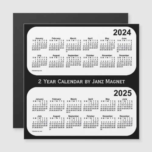 2024_2025 Black and White 2 Year Calendar by Janz
