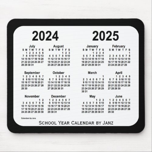2024_2025 Black and White School Calendar by Janz Mouse Pad