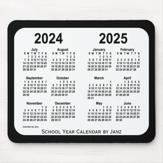 2024-2025 Black and White School Calendar by Janz Mouse Pad (Front)