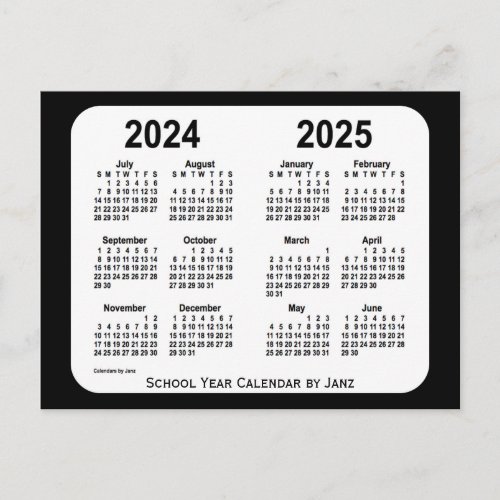 2024_2025 Black and White School Calendar by Janz Postcard