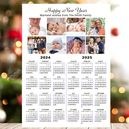 2024 2025 Calendar 8 Photo Collage Simple Magnetic