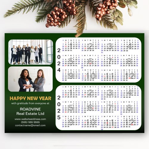 2024 2025 Calendar Business 2 Photo Green Magnetic