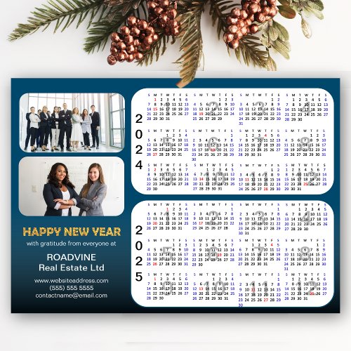 2024 2025 Calendar Corporate 2 Photo Blue Magnetic