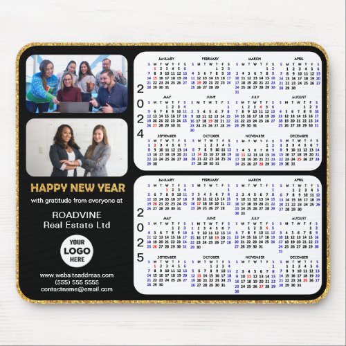 2024 2025 Calendar Gold Script Corporate 2 Photo Mouse Pad