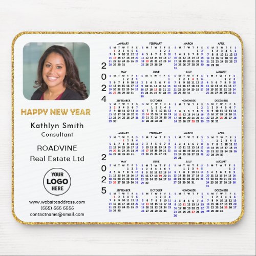 2024 _ 2025 Calendar Gold Script Corporate Photo Mouse Pad