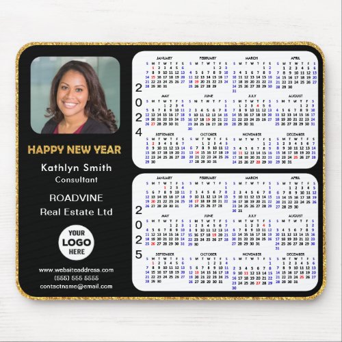 2024 _ 2025 Calendar Gold Script Corporate Photo Mouse Pad