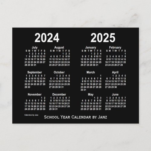 2024_2025 Neon White School Calendar by Janz Postcard