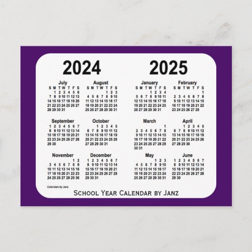2024_2025 Purple Mini School Year Calendar by Janz Postcard