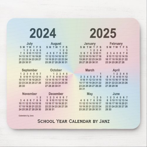 2024_2025 Rainbow Cloud School Calendar by Janz Mouse Pad