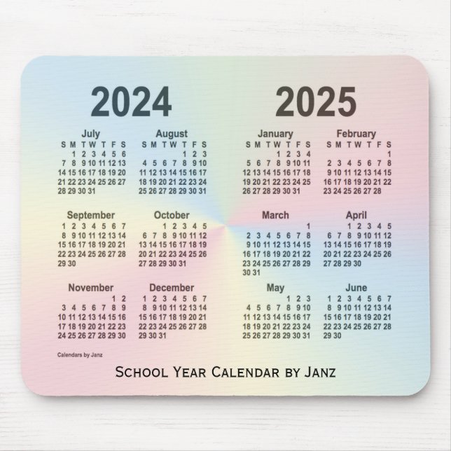 2024-2025 Rainbow Cloud School Calendar by Janz Mouse Pad (Front)