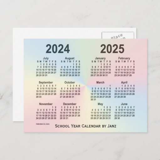 20242025 Rainbow Cloud School Calendar by Janz Postcard Zazzle