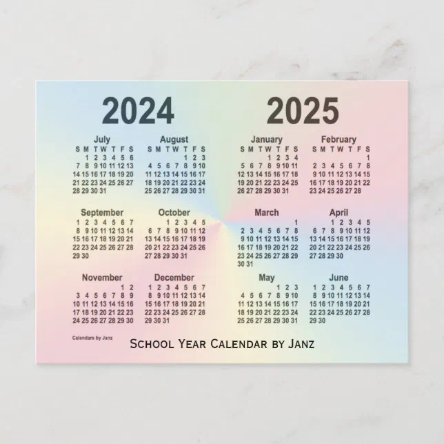 2024-2025 Rainbow Cloud School Calendar by Janz Postcard | Zazzle