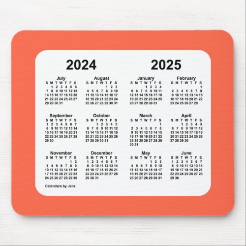 2024_2025 Tomato Red Calendar by Janz Mouse Pad