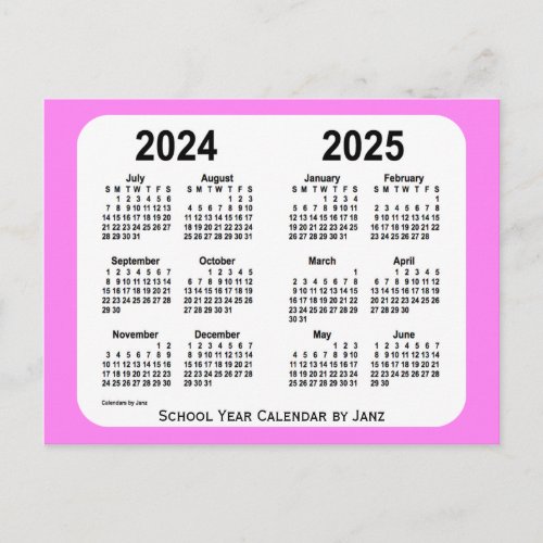 2024_2025 Violet Mini School Calendar by Janz Postcard