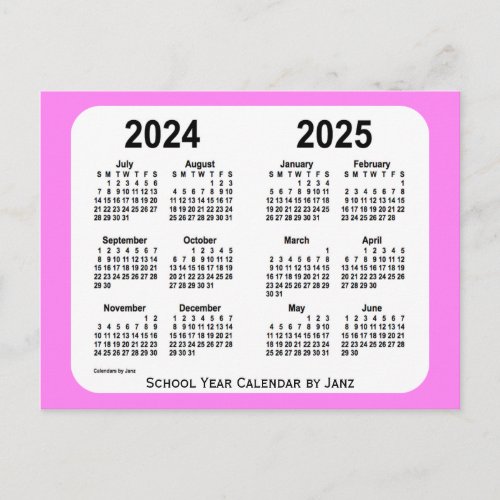 2024_2025 Violet Mini School Year Calendar by Janz Postcard