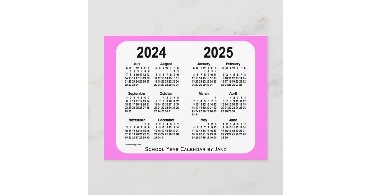 20242025 Violet Mini School Year Calendar by Janz Postcard