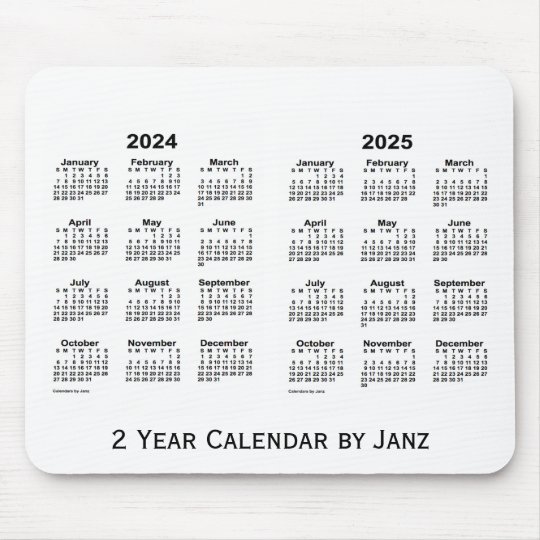 2024-2025 White 2 Year Calendar by Janz Mousepad | Zazzle.com