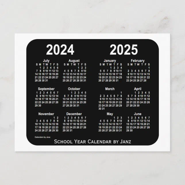 2024-2025 White Neon School Calendar by Janz Postcard | Zazzle