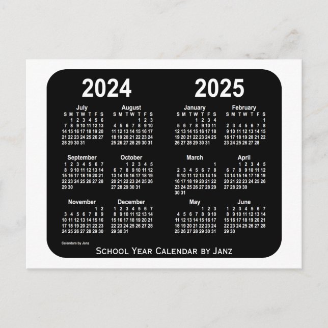 2024-2025 White Neon School Calendar by Janz Postcard (Front)