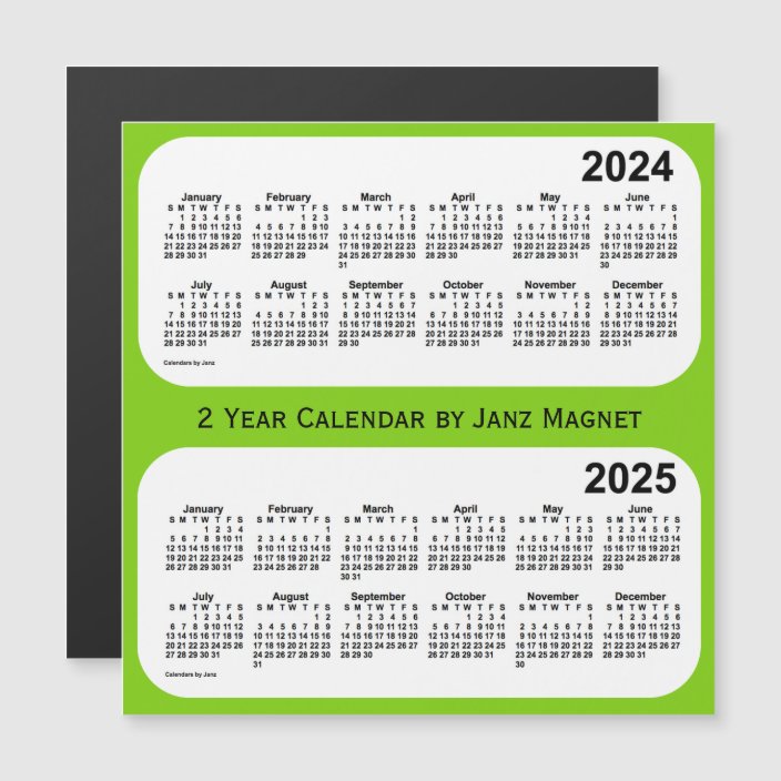 20252025 Yellow Green 2 Year Calendar by Janz