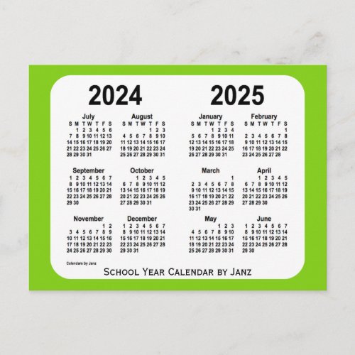 2024_2025 Yellow Green School Calendar by Janz Postcard