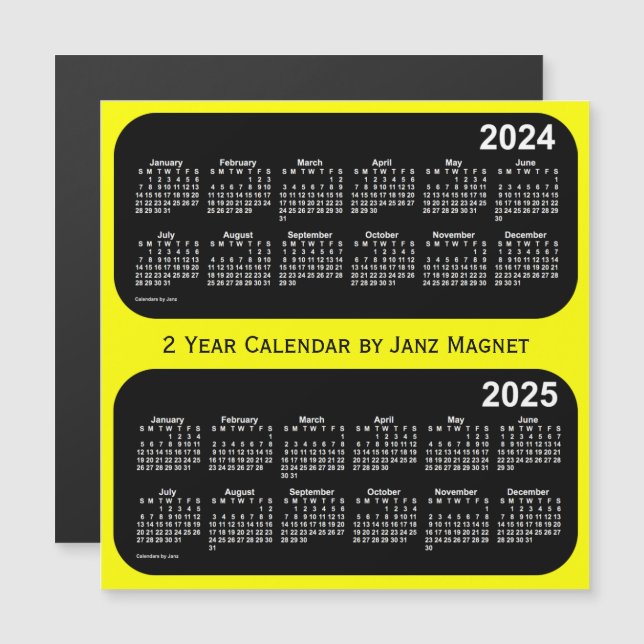 2024-2025 Yellow Neon 2 Year Calendar by Janz (Front/Back)