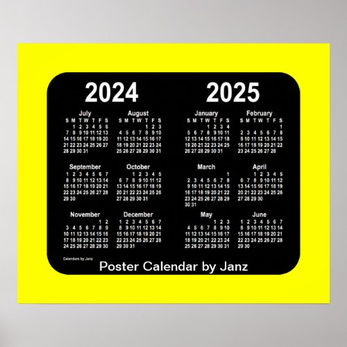 2024_2025 Yellow Neon School Calendar by Janz Poster