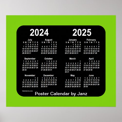 2024_2025 Yellowgreen Neon School Calendar by Janz Poster