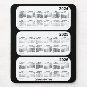 2024-2026 Black and White 3 Year Calendar by Janz Mouse Pad