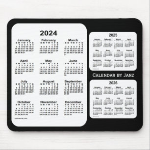 2024-2026 Black and White 3 Year Calendar by Janz Mouse Pad