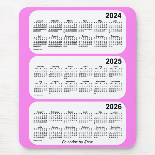 2024-2026 Violet 3 Year Calendar by Janz Mouse Pad (Front)