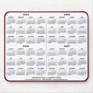 2024 - 2027 4 Year Calendar Minimalist Business Mouse Pad