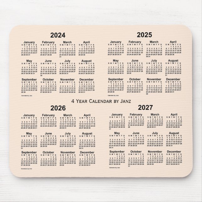 2024-2027 Antique White 4 Year Calendar by Janz Mouse Pad (Front)
