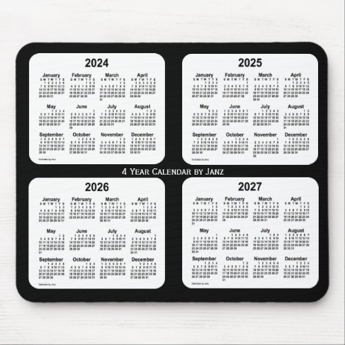2024_2027 Black and White 4 Year Calendar by Janz Mouse Pad